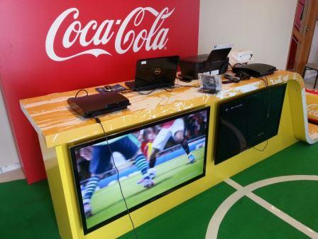 locação de monitores e som para evento da Coca-cola